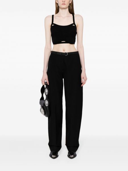 Vlněné rovné kalhoty Alexander Wang černé
