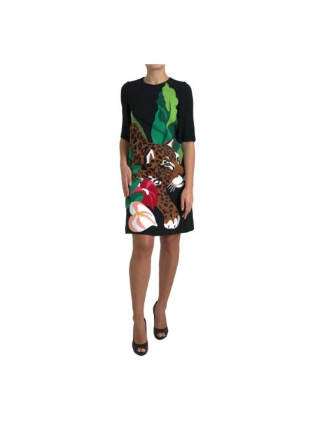 Sukienka mini z nadrukiem w tygrysie prążki Dolce And Gabbana czarna