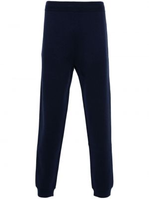 Pantaloni sport cu broderie din cașmir Gucci albastru