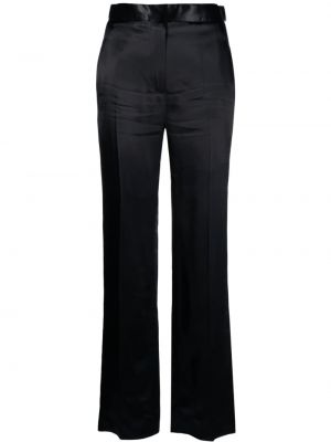 Černé saténové rovné kalhoty Victoria Beckham
