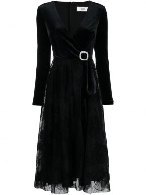 Μίντι φόρεμα με λαιμόκοψη v από τούλι Nissa μαύρο