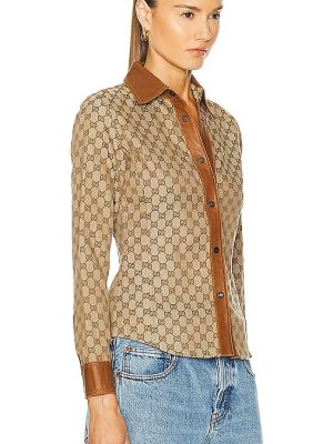 Camicia con bottoni di piuma Fwrd Renew beige