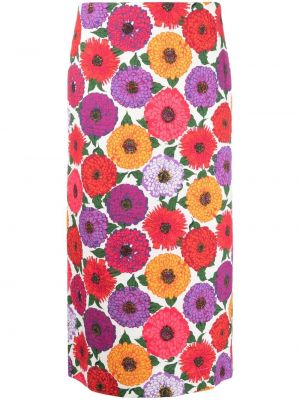 Spódnica ołówkowa w kwiatki z nadrukiem La Doublej różowa