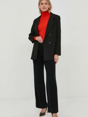 Jednobarevné vlněné kalhoty s vysokým pasem Beatrice B - černá