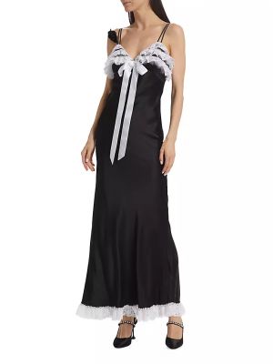 Кружевное шелковое платье с бантом Rodarte черное