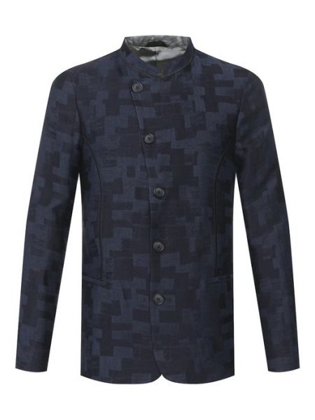 Льняной пиджак из вискозы Giorgio Armani синий