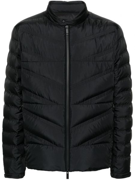 Prošivena pernata jakna s patentnim zatvaračem Moncler crna