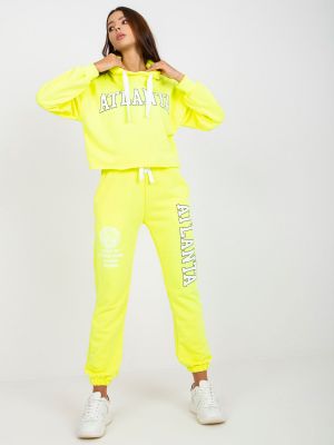 Sportovní kalhoty s potiskem Fashionhunters žluté