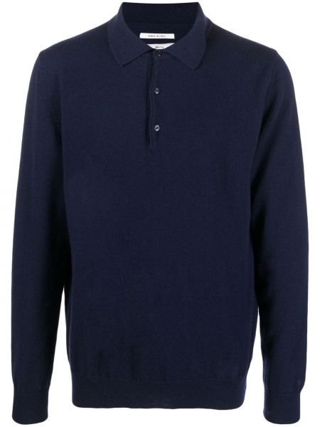 Кашмирена поло тениска Woolrich синьо