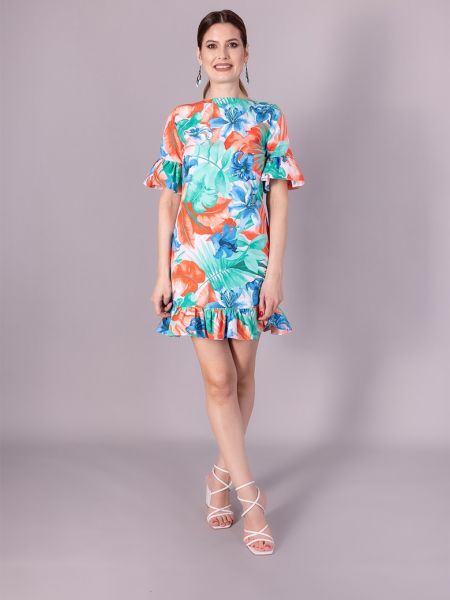 Платье мини с принтом с тропическим принтом Ilona Andreoiu белое