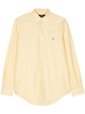 Bavlnené polokošeľa s výšivkou Polo Ralph Lauren žltá