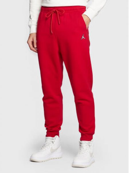Pantaloni sport din fleece din bumbac cu croială lejeră Nike - roșu