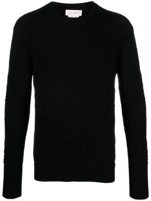 Жакардов памучен пуловер Alexander Mcqueen черно