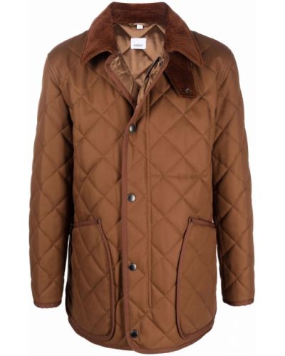Płaszcz pikowany sztruksowy w kratkę oversize Burberry - brązowy