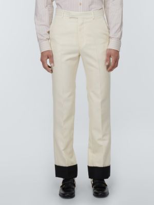 Vlněné rovné kalhoty Gucci bílé