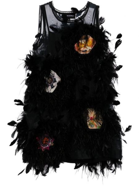 Mini haljina sa perjem s cvjetnim printom Cynthia Rowley crna
