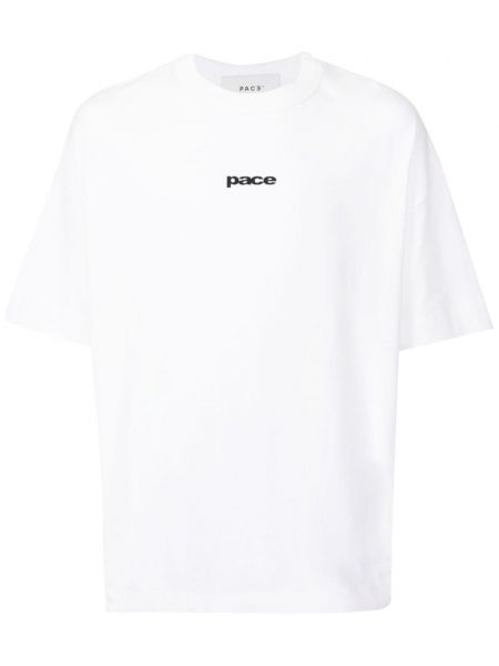 Памучна тениска с принт Pace бяло
