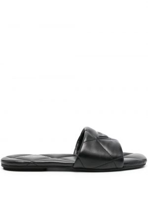 Prešívané kožené sandále Emporio Armani čierna