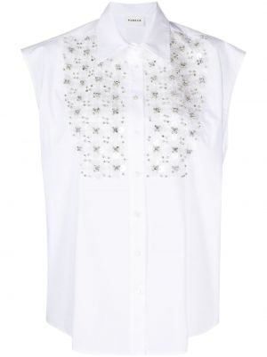 Памучна блуза без ръкави P.a.r.o.s.h. бяло