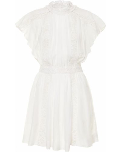 Bavlněné mini šaty s výšivkou na zip Isabel Marant Etoile - bílá
