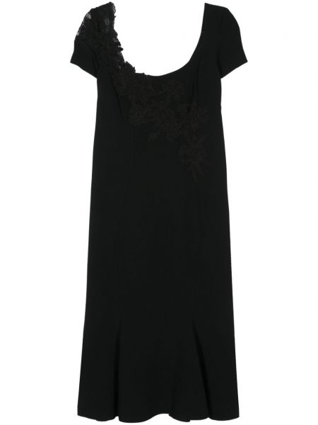 Čipkovaný kvetinový midi šaty Ermanno Scervino čierna