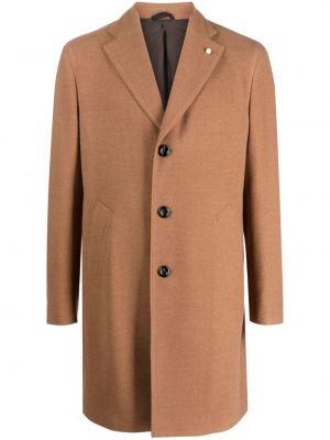 Vlněný kabát Luigi Bianchi Mantova hnědý