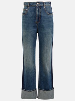 Straight fit džíny s vysokým pasem Alexander Mcqueen modré