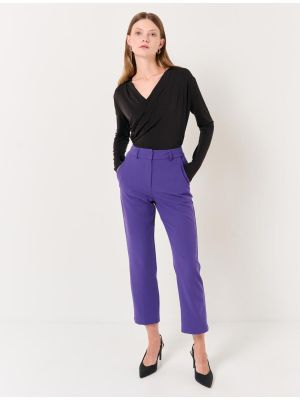 Pletené kalhoty s vysokým pasem Jimmy Key fialové