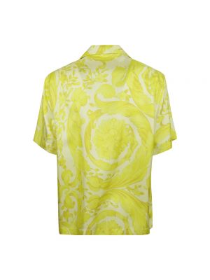 Jedwabna koszula z nadrukiem Versace żółta
