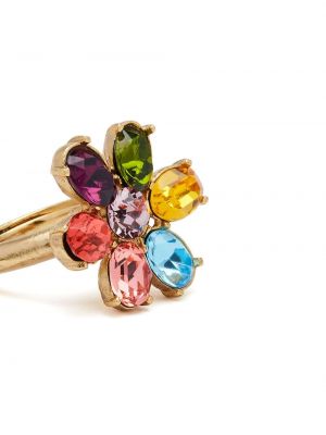 Kristallidega lilleline sõrmus Oscar De La Renta kuldne