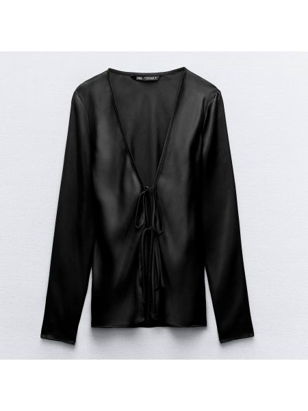 Атласная блузка Zara черная