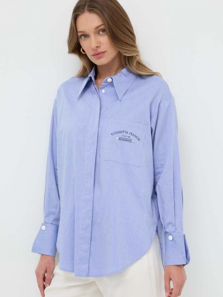 Pamučna košulja Elisabetta Franchi plava