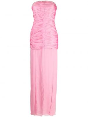 Плисирана вечерна рокля с кристали Rotate розово