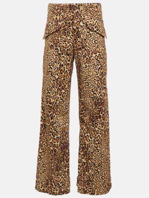 Bombažne kargo hlače s potiskom z leopardjim vzorcem Etro