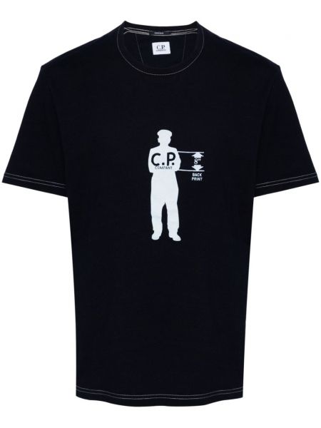 Βαμβακερή μπλούζα με σχέδιο C.p. Company μπλε
