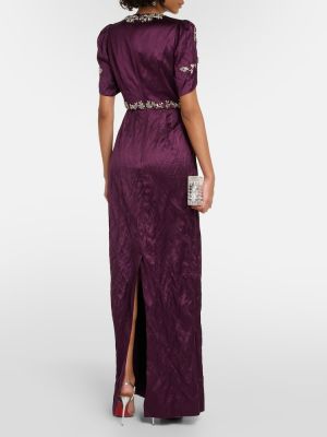 Vestido largo de raso Erdem violeta