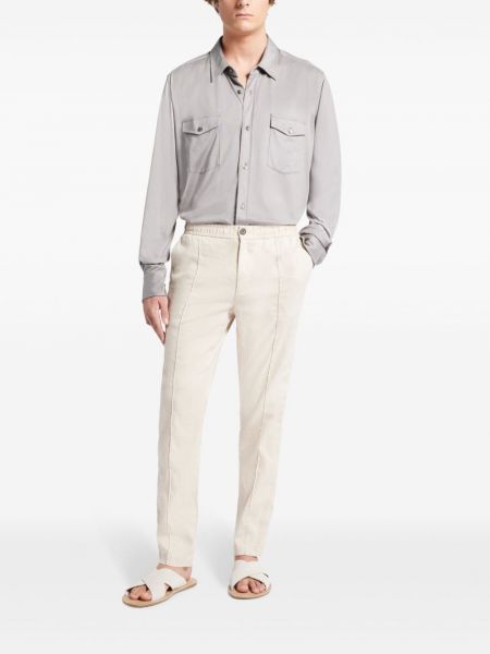 Bavlněná hedvábná košile Tom Ford šedá