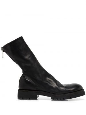 Leder ankle boots mit reißverschluss Guidi schwarz
