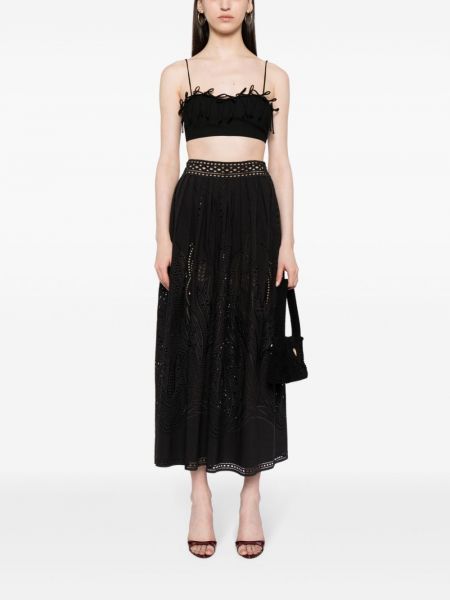 Krajkové dlouhá sukně Alberta Ferretti černé