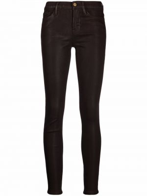 Lær skinny jeans Frame brun