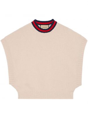 Vlněný svetr bez rukávů Gucci bílý