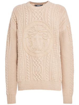 Suéter con bordado de lana de punto Versace
