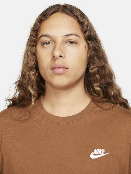Хлопковая футболка Nike коричневая