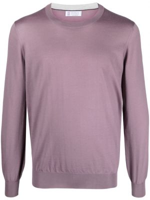 Sweter wełniany Brunello Cucinelli fioletowy