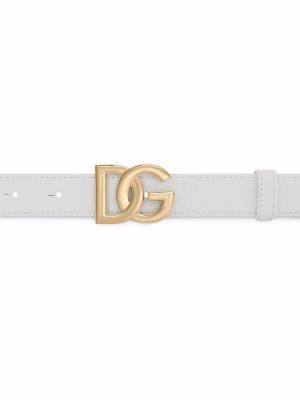 Kožený pásek s přezkou Dolce & Gabbana bílý