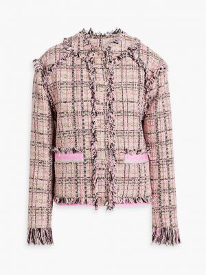 Твидовый хлопковый пиджак с потертостями Msgm розовый