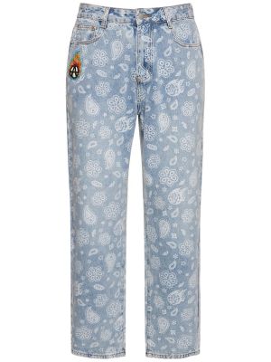 Bavlněné džíny s paisley potiskem Acupuncture modré