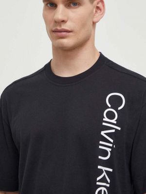 Koszulka bawełniana z nadrukiem Calvin Klein Performance czarna