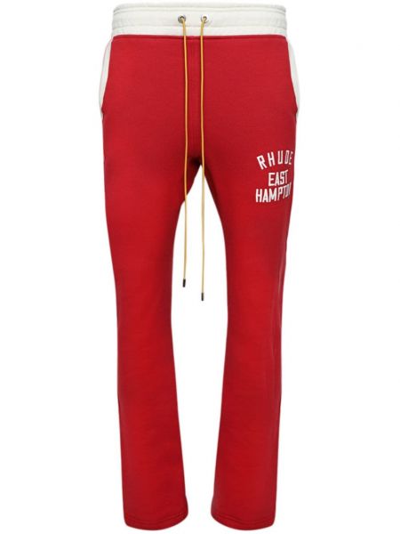 Červené bavlněné sportovní kalhoty s potiskem Rhude