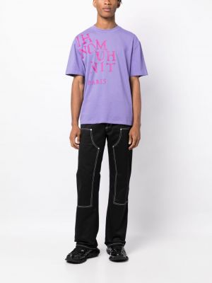 Raštuotas medvilninis marškinėliai Ih Nom Uh Nit violetinė